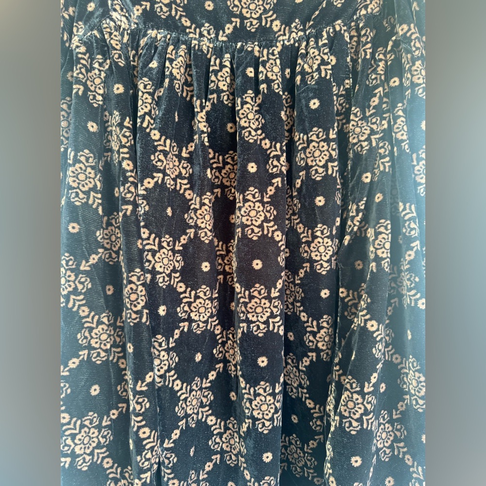 Free People We The Free Black Velvet Floral Babydoll Mini Dress  NWT Medium - Picture 7 of 7